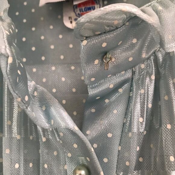 Vintage Discovery seafoam polkadot oversized robe dress 8* - Picture 11 of 16